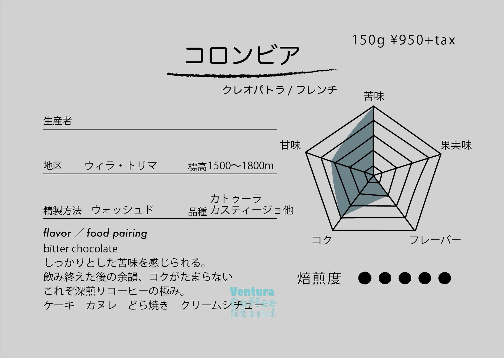 Colombia (dark roast/深煎り)