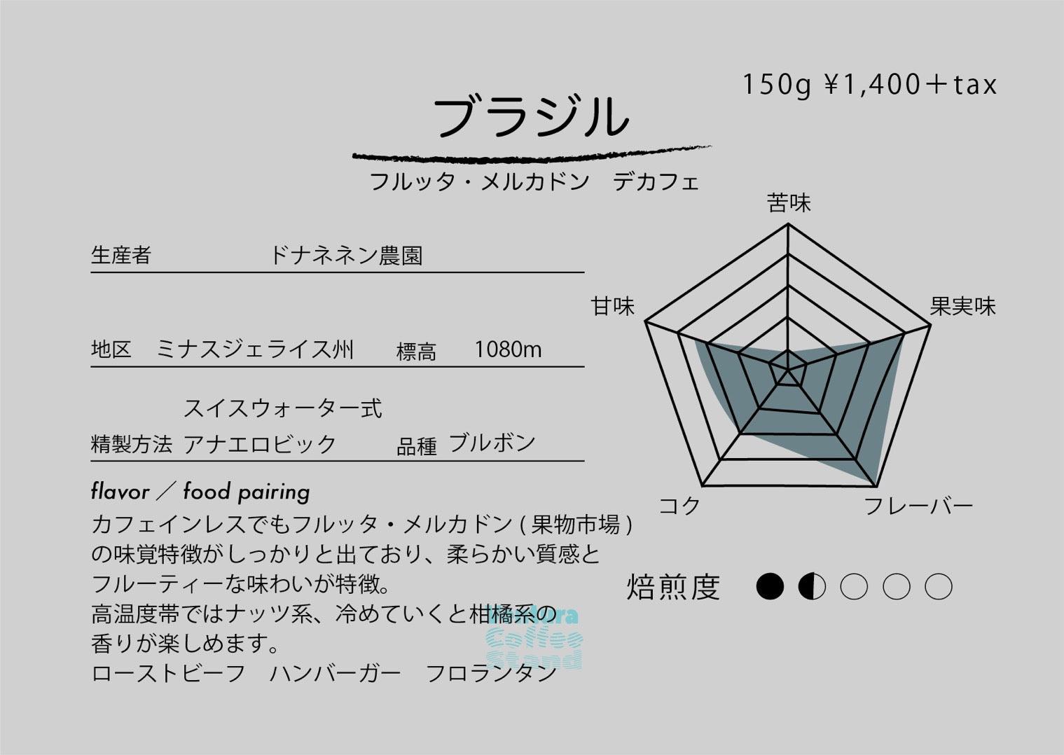Brazil decaf (light roast／浅煎り)